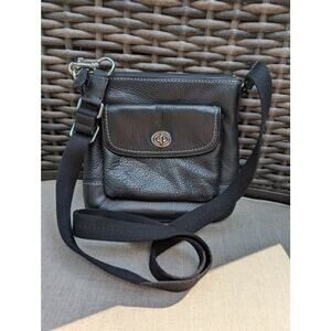 Pebble Leather Black Crossbody with Front Pouch EUC